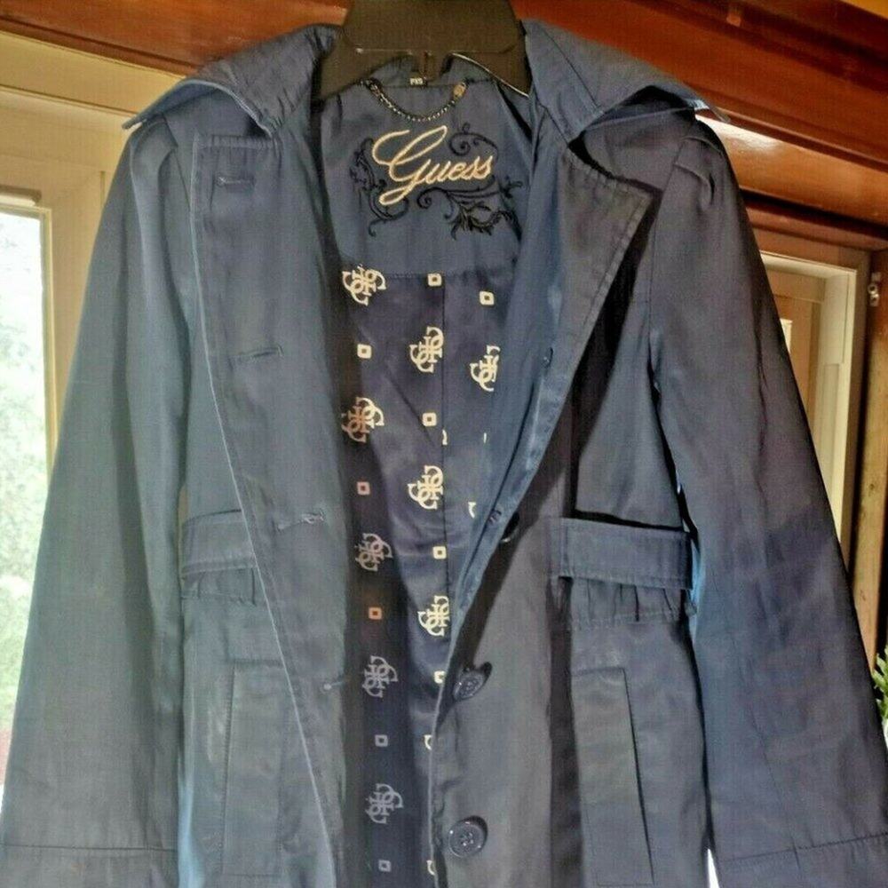 Guess Light Jacket Blue Trench PXS Ruffled Waist